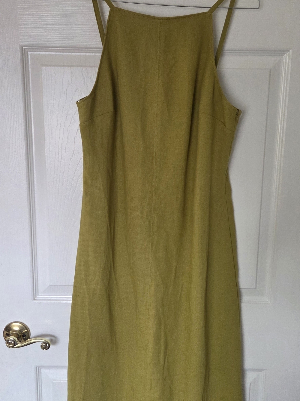 Zara Olive Green Midi Slip Dress with Thin Straps